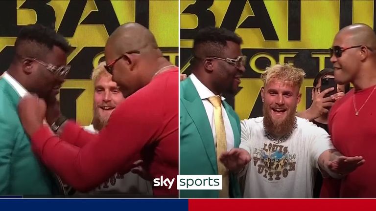 Francis Ngannou and Renan Ferreira face off in a fiery exchange after their press conference ahead of their PFL fight as Ngannou makes a return to MMA after a stint at boxing.  