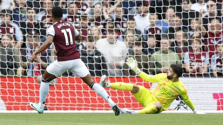 Ollie Watkins wastes a huge chance to open the scoring for Aston Villa against Arsenal